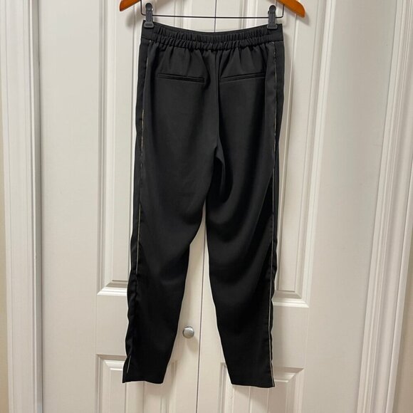 ZARA Textured Crepe Pants with Gold Side Stripe Black – S - Picture 8 of 13